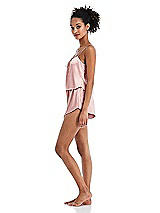 Side View Thumbnail - Rose Satin Lounge Shorts with Pockets - Kat