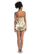 Rear View Thumbnail - Banana Satin Ruffle-Trimmed Lounge Shorts with Pockets - Cali