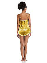 Rear View Thumbnail - Marigold Satin Ruffle-Trimmed Lounge Shorts with Pockets - Cali
