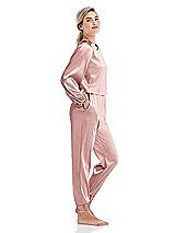 Side View Thumbnail - Rose Satin Joggers with Pockets - Mica