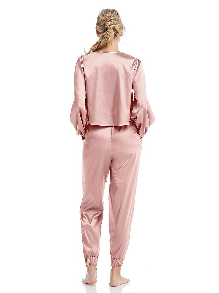 Back View - Rose Satin Joggers with Pockets - Mica