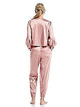 Rear View Thumbnail - Rose Satin Joggers with Pockets - Mica