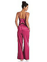 Rear View Thumbnail - Shocking Satin Wide-Leg Lounge Pants with Pockets - Ray