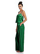 Side View Thumbnail - Shamrock Satin Wide-Leg Lounge Pants with Pockets - Ray