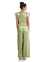 Rear View Thumbnail - Mint Satin Ankle Wide-Leg Lounge Pants - Vic