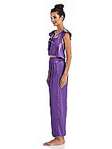 Side View Thumbnail - Pansy Satin Ankle Wide-Leg Lounge Pants - Vic