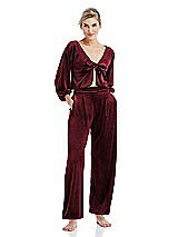 Front View Thumbnail - Cabernet Velvet Ankle Wide-Leg Lounge Pants - Billie