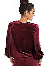 Rear View Thumbnail - Cabernet Velvet Pullover Puff Sleeve Top - Rue