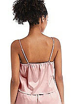 Rear View Thumbnail - Rose Drawstring Neck Satin Cami with Bow Detail - Nyla