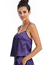 Side View Thumbnail - Regalia - PANTONE Ultra Violet Split Back Satin Cami Top with Slim Straps