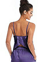 Rear View Thumbnail - Regalia - PANTONE Ultra Violet Split Back Satin Cami Top with Slim Straps