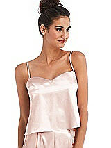 Front View Thumbnail - Blush Split Back Satin Cami Top with Slim Straps