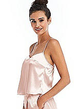 Side View Thumbnail - Blush Split Back Satin Cami Top with Slim Straps