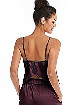 Rear View Thumbnail - Bordeaux Split Back Satin Cami Top with Slim Straps