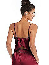 Rear View Thumbnail - Burgundy Split Back Satin Cami Top with Slim Straps