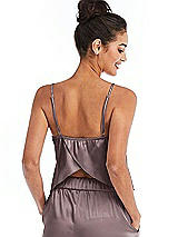 Rear View Thumbnail - French Truffle Split Back Satin Cami Top with Slim Straps