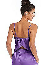 Rear View Thumbnail - Pansy Split Back Satin Cami Top with Slim Straps