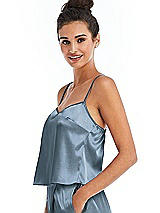 Side View Thumbnail - Slate Split Back Satin Cami Top with Slim Straps