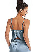 Rear View Thumbnail - Slate Split Back Satin Cami Top with Slim Straps