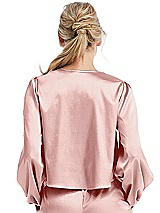 Rear View Thumbnail - Rose Satin Pullover Puff Sleeve Top - Parker