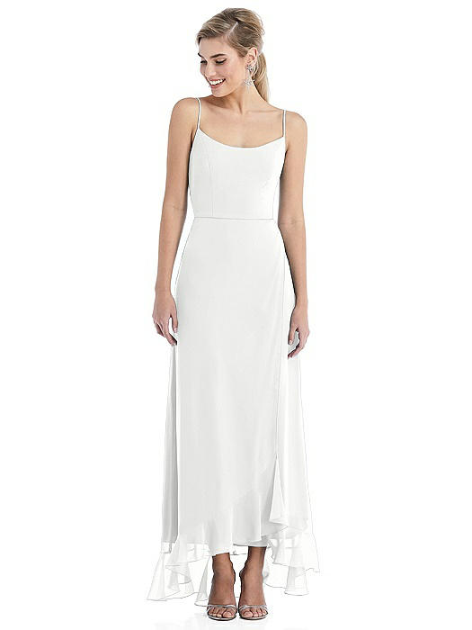 Scoop Neck Ruffle-Trimmed High Low Maxi Dress