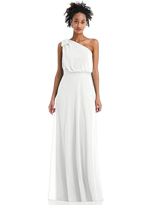 One-Shoulder Bow Blouson Bodice Maxi Dress