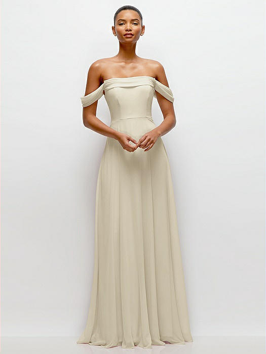 Off-the-Shoulder Draped Neckline Maxi Dress