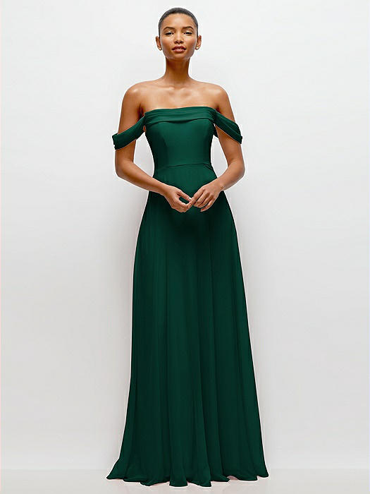Off-the-Shoulder Draped Neckline Maxi Dress