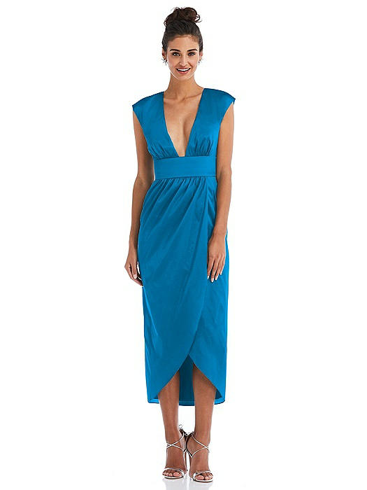 Open-Neck Tulip Skirt Maxi Dress