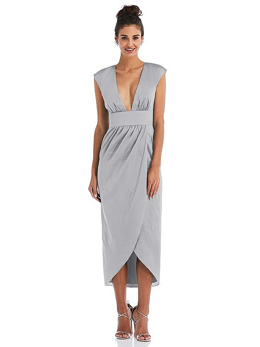 Open-Neck Tulip Skirt Maxi Dress