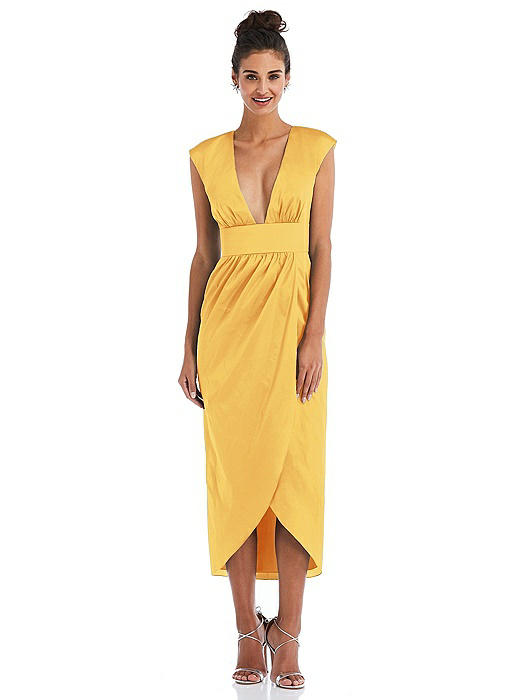 Open-Neck Tulip Skirt Maxi Dress