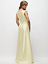 Rear View Thumbnail - Butter Yellow Off-the-Shoulder Draped Wrap Satin Maxi Dress