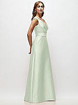 Side View Thumbnail - Mint Green Off-the-Shoulder Draped Wrap Satin Maxi Dress