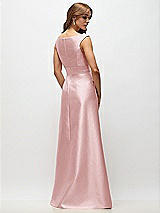 Rear View Thumbnail - Ballet Pink Off-the-Shoulder Draped Wrap Satin Maxi Dress