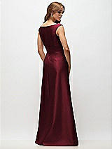 Rear View Thumbnail - Cabernet Off-the-Shoulder Draped Wrap Satin Maxi Dress