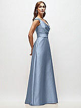 Side View Thumbnail - Cloudy Off-the-Shoulder Draped Wrap Satin Maxi Dress