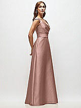 Side View Thumbnail - Neu Nude Off-the-Shoulder Draped Wrap Satin Maxi Dress