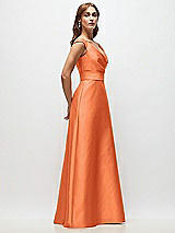 Side View Thumbnail - Portofino Orange Off-the-Shoulder Draped Wrap Satin Maxi Dress