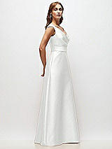 Side View Thumbnail - White Off-the-Shoulder Draped Wrap Satin Maxi Dress