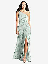 Front View Thumbnail - Mint Green Floral Bella Bridesmaids Dress BB130