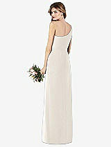 Rear View Thumbnail - Ivory One-Shoulder Crepe Trumpet Gown with Front Slit
