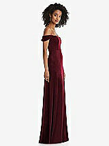 Alt View 1 Thumbnail - Cabernet Off-the-Shoulder Flounce Sleeve Velvet Maxi Dress