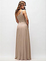 Rear View Thumbnail - Topaz One-Shoulder Chiffon Maxi Dress with Shirred Front Slit
