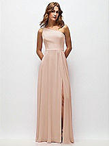 Front View Thumbnail - Cameo One-Shoulder Chiffon Maxi Dress with Shirred Front Slit