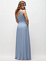 Rear View Thumbnail - Cloudy One-Shoulder Chiffon Maxi Dress with Shirred Front Slit