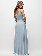 Rear View Thumbnail - Mist One-Shoulder Chiffon Maxi Dress with Shirred Front Slit