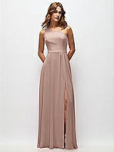 Front View Thumbnail - Neu Nude One-Shoulder Chiffon Maxi Dress with Shirred Front Slit