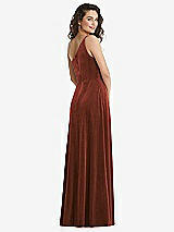 Rear View Thumbnail - Auburn Moon One-Shoulder Spaghetti Strap Velvet Maxi Dress with Pockets