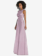 Side View Thumbnail - Suede Rose Jewel Neck Asymmetrical Shirred Bodice Maxi Dress with Pockets