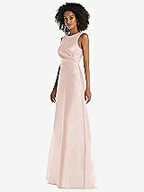 Side View Thumbnail - Blush Jewel Neck Asymmetrical Shirred Bodice Maxi Dress with Pockets